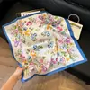 Pañuelo de Seda 70 Cuadrado Moda Coreana de Alta Gama Versátil Profesional Seda Sintética Pequeño Pañuelo de Cuello Estampado Retro Pañuelo de Seda para Mujer