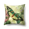 Funda de Almohada de Poliéster Piel de Durazno Decorativa Estampada Mariposa Funda de Almohada Lumbar Funda de Cojín para Coche Funda de Cojín para Mesita de Noche QTA3