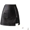 Falda Irregular para Mujer Otoño 2026 Nueva Falda Corta Adelgazante de Cuero PU de Cintura Alta Falda Petite de Corte A Falda que se Ajusta a la Cadera