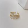 Anillo Abierto Irregular de Gota de Aceite Dorado para Mujer Anillo de Moda Coreano Elegante Versátil Elegante Bañado en Cobre con Oro Real