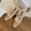 Primer Encuentro Zapatos Mary Jane de Tacón Grueso Estilo Francés con Forro de Felpa para Mujer 2026 Nuevos Zapatos de Felpa Otoño e Invierno