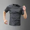 Camiseta de Hielo Delgado de Seda para Hombre de Verano, Nueva Camiseta Transpirable de Manga Corta, Top para Correr, Camiseta Deportiva de Manga Corta de Secado Rápido