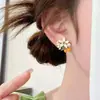 Aretes de Esmalte Perla Flor de Naranjo Kumquat para Mujer, Estilo Sencillo de Lujo Ligero de Nicho, Aretes Estilo Bosque con un Toque de Alta Gama