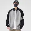 Suéter cardigan masculino para primavera e outono de 2026, marca da moda, gola alta, jaqueta de tricô color-blocking, roupa casual de lã para homens, vestuário de inverno