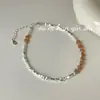 Pulsera de Plata de Ley S925 Ouni Han con Piedra Solar Amarilla y Plata Rota para Mujer, Versátil Nuevo Estilo Chino Nicho Pulsera de Piedra Natural