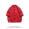 Verão 2025 Novo Comércio Exterior Botão Camisa Chinesa Hanfu Masculino Amazon tamanho plus size Moda Jacquard Masculino Terno Tang