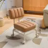Taburete con Ruedas Giratorias, Taburete Bajo con Ruedas, Taburete Infantil, Taburete para Cambiarse los Zapatos en Casa, Taburete Móvil para Sofá, Silla con Soporte Lumbar y Respaldo