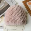 Sombrero de Piña Espiral Hecho de Piel de Conejo Rex, Gorro de Cuero Tejido de Invierno Cálido Engrosado para Mujer, Espiral Engrosado para Personas Mayores