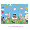 Decoración para Fiesta de Cumpleaños Infantil Nueva Temática de Peppa Pig Suministros Bandera Rosa de Cerdito Juego de Inserts para Pastel