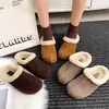 Pantuflas Boken para Mujer con Felpa Plus 2026 Nuevas de Cordero Perezoso Punta Cerrada Medias Pantuflas Otoño/Invierno Pantuflas de Algodón con Piel Suela Gruesa