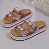 Novedad Verano 2025 Chanclas de Playa con Pedrería para Mujer, Suela Gruesa, Comercio Transfronterizo, Talla Grande, Doble Hebilla, Sandalias de Cuerda de Cáñamo, Venta al por Mayor