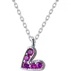 Collar Nalan S925 de plata con forma de corazón de diamante morado, estilo coreano, con cadena de clavícula sencilla y temperamento D4191