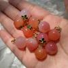 Colgante de Durazno Importado para Mujer Colgante de Durazno Pequeño de Cristal Collar Pequeño de Gota Pulsera Aretes Accesorios DIY