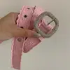 Novo Cinto de Couro com Fivela Quadrada de Diamante e Acabamento em Renda, Cinto Casual Versátil na Moda, Acessório de Nicho