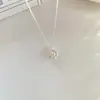 Collar de Acero Inoxidable con Colgante Asimétrico de Perlas de Imitación para Mujer 2023 Nuevo Nicho Elegante Cadena para Clavícula