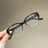 Óculos Castanhos Frios Estilo Gatinho com Filtro de Luz Azul para Mulheres Míopes Podem Ser Equipados com Artefatos de Maquiagem de Receita para Rostos Quadrados e Redondos Armações de Óculos com Efeito Emagrecedor