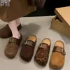 Em estoque~Versão em couro bovino super macia com sola grossa Birkenstock feminina bico fechado meio calce sem salto fácil de calçar sapatos casuais preguiçosos