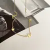 Céu Estrelado~Colar de luxo requintado com estrelas de quatro pontas em prata 925 banhada a ouro 18K, corrente de clavícula da moda requintada estilo ins