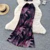Traje Puro Deseo para Mujer Verano Alta Calidad Cuello Oscilante Tirantes Chaleco Estampado Falda de Cadera Tiro Alto Conjunto de Dos Piezas para Vacaciones