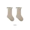 Nuevos Calcetines Infantiles de Primavera y Otoño, Calcetines de Media Pantorrilla para Niñas, Calcetines de Princesa con Encaje, Calcetines Versátiles para Bebés Niñas Estilo Bosque Retro