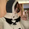Gorro Balaclava de Punto de Color Contrastante Estilo Coreano para Mujer, Gorro de Punto Cálido para Otoño e Invierno, Gorro de Lana, Gorro Lei Feng con Protección para los Oídos