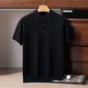 Nuevo modelo de otoño 100% cachemir puro para hombre, polo de manga corta con cuello, tejido suave, top casual de negocios ligero