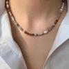 Collar de cuentas de turmalina esmaltada con dopamina de colores antinaturales, accesorios para mujer, cadena de clavícula superpuesta de lujo ligera