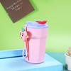 Caneca de Café de Aço Inoxidável 316 com Alto Acabamento e Corda para Transporte, Desenho Animado com Tampa Flip-Top, Isolamento a Vácuo, Copo de Água para Presente