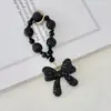 Pingente chaveiro laço criativo full-diamond transfronteiriço com esfera de diamante de argila e corrente de contas de cristal para bolsas e chaves de carro