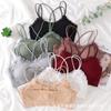 Estilo Japonés Cruzado con Hilo Tirantes Hermoso Espalda Descubierta Envoltura Sujetador Top de Tubo Encaje Borde Bajo con Almohadillas para el Busto Sin Aro de Acero Sujetador Deportivo para Mujer