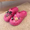 Novos Sapatos com Solado Grosso para DIY com Furos para Flores Sapatos Característica Confortáveis Duráveis Usáveis Para Exterior Aumentam a Altura Praia Secagem Rápida Sandálias Cartoon