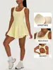 Vestido Falda de Tenis Deportiva Europea y Americana con Almohadilla en el Pecho para Mujer Correr al Aire Libre Fitness Yoga Falda Corta de una Pieza 62113