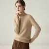 Suéter feminino de cashmere, pulôver de gola alta em cashmere de cabra, nova base de malha slim fit para outono e inverno, design simples
