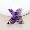 Llavero de 26 Letras Más Vendido por el Fabricante, Piedra Morada, Colgante Pequeño Semiacabado, Resina, Accesorios de Joyería DIY para Mujeres