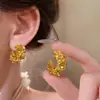 Pendientes de Botón de Flor Retro de Alta Gama Franceses para Mujer, Nicho Lindo, Temperamento, Colección Versátil de Accesorios para Pendientes para Mujer