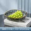 Plato de Fruta de Plástico con Borde Dorado y Diseño de Diamantes para Uso Doméstico, Plato de Bocadillos Multicolor para Sala de Estar, Hotel, Restaurante y Exhibición en Puesto