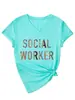 Trabajador Social Amazon eBay Sitio Independiente Moda Casual Camiseta de Manga Corta con Cuello en V para Mujer para Exportación