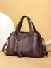 Bolsa Feminina Transfronteiriça 2026 Novo Modelo para Mães de Meia-Idade, Bolsa de Mão Simples, Bolsa de Ombro e Transversal de Couro Macio na Moda com Grande Capacidade