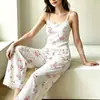 2026 Novo Conjunto de Duas Peças Camisola e Calça para Casa Estampado Confortável Pijama Feminino Roupa de Casa Conjunto Casual de Duas Peças