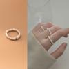 Nalan Plata Esterlina S925 Perla anillo apilado nicho de lujo ligero cuentas redondas cuentas de luz cuerda elástica anillo para mujer J9610