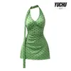 Nuevo y elegante traje de baño de dos piezas con cuello halter para mujer 2026, con un diseño de lunares que crea un efecto adelgazante, perfecto para aguas termales, playas y salidas.