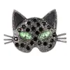 Broche de Cabeça de Gato com Strass Completo Novo Estilo Retro Transfronteiriço Acessório Personalizado para Roupa de Gato Pinos de Lapela Joias Ecológicas