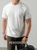 Camiseta de Manga Corta de Algodón Mercerizado con Amoníaco Líquido de los 80 para Hombre, Color Sólido, Fresca y Lujosa, Transpirable Color Sólido Versátil Estilo Casual Verano 2026