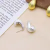 Pendientes de Plata de Ley S925 con Aguja Dorada de Nuevo Estilo Transfronterizos con Rayas de Gota de Agua Joyería de Oreja Simple de Moda Personalidad Forma de C