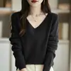 Otoño 2026 Temperamento Estilo Elegante Andy Terciopelo Manga Larga Cuello Puntiagudo Elástico Medio Elástico Women's Knit Base Layer Europeo Americano
