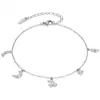 Tobillera Opk Ins Europea y Americana de Nicho para Mujer Acero Inoxidable Estrella Luna Simple Elegante Cereza Acero de Titanio Joyería para el Pie Venta al por Mayor