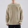 Suéter de Punto para Hombre Estilo Perezoso Simple de Otoño e Invierno Manga Raglán Tendencia de Moda Masculina Punto Holgado Falso de Dos Piezas