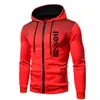 Suéter casual com capuz estampado para homens outono e inverno com forro de fleece com zíper pullover moletom com capuz em estoque