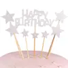 Hermoso juego de tarjetas de decoración de pasteles creativos de tamaño de estrella de cinco puntas, siete tarjetas de accesorios para pasteles de cumpleaños