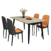 Juego de Mesa y Sillas de Comedor de Pizarra, Mesa de Comedor para Uso Doméstico, Apartamento Pequeño, Mesa de Comedor de Sala de Estar de Lujo Ligero, Rectangular, Moderna, Mármol, Minimalista